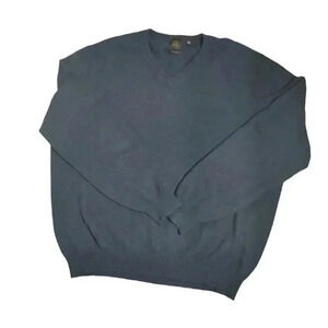 Saks Fifth Avenue 100% Cashmere Blue V-Neck Sweater Men's Size XL